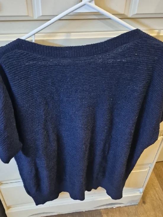 cleo Navy Blue Crewneck Sweater with Shoulder Buttons - Picture 3 of 3